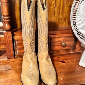 Tan and Blue Western Cowboy Boots